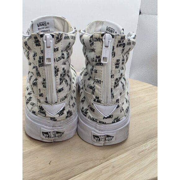 Vans SK8 Hi Top Slim Zip BARON VON FANCY Love White Black | US W 10 | M 8.5 - Picture 6 of 9